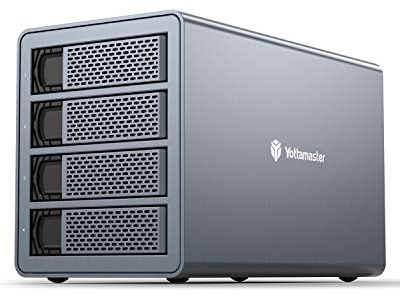 Yottamaster 10Gbps 4 bay HDD Case Esterno Daisy Chain,Type-C Box Esterno per 2,5/3,5 HDD/SSD, Supporto 4x18 TB - Daisy Chaining Expasion a 2 Dispositivi USB per Una capacità Fino a 216TB