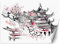 Feeby Vlies Fototapete Kirschblüte Pagode 300x210 cm Rosa Wanddeko Inklusive Kleister Hotel Spa Büro Wohnzimmer Schlafzimmer Flur Aquarell Japan