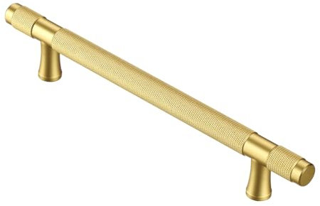 AITITAN 10 Pack Cabinet Handles Gold Knurled Cabinet Pull - 5 Inch Hole Centers (7 Inch Overall Length) Brushed Brass Cabinet Pulls and Gold Handles for Dresser, Cabinets and Wardrobe