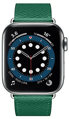 Aergood Compatibile con Apple Watch Cinturino 38/40/41mm,Sottile Cinturini in Vera Pelle per iWatch serie 7/6/5/4/3/2/1/SE,Per Uomo e Donna 38mm/40mm/41mm,Verde/Grano