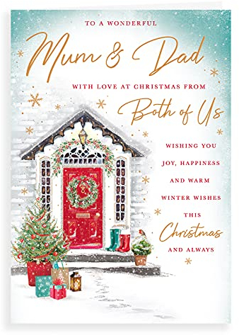 Piccadilly Greetings Traditionelle Weihnachtskarte für Mama und Papa aus beiden USA, 25,4 x 17,8 cm
