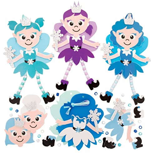 Baker Ross FE875 Winterfee Bastelperlen Set - 5er Pack, Weihnachts Dekoration, Kreativsets für Kinder zum Basteln und Dekorieren
