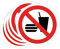 Pegatinas Prohibido 5ud Adhesivos de 5 cm Cartel Prohibicion Señal Laboral Industrial (5 cm, COMER O BEBER)