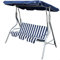 Aktive 61112 - Columpio jardín exterior 3 plazas Azul-Blanco | Toldo inclinable, asiento y respaldo acolchados | Balancín jardín exterior antideslizante | Medidas 170x110x153 | Muebles jardín exterior