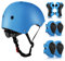 WayEee Knieschoner Kinder mit Helm, Schonerset Kinder 3-10 Jahre, Knieschützer Inliner Kinder Schutzausrüstung für Inliner Skateboard Fahrrad Rollschuh (blau)
