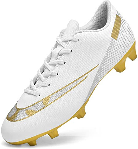 GOGOUP Fußballschuhe Herren High Top Spikes Jungen Fussballschuhe Outdoor Athletics Trainingsschuhe Professionelle Sport Fußball Stiefel Weiß 41 EU