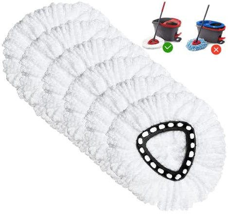 Cabezal de repuesto para fregona giratoria, paquete de 6 unidades, compatible con fregonas giratorias triangulares Ocedar, repuesto de fregona giratoria de microfibra, limpieza profunda, lavable a