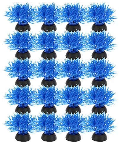 VOCOSTE 20 Pcs Aquarium Plants, Artificial Fish Tank Plant, Blue