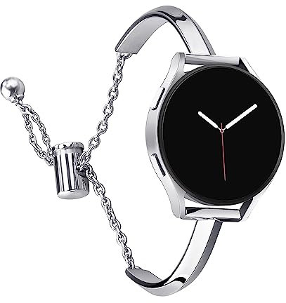Bracelet compatible avec Samsung Galaxy Watch 7/6/5/4 40mm 44mm/Watch 5 Pro 45mm/Galaxy Watch 6 Classic 43mm 47mm/Watch 4 Classic Femme, 20mm Bling Bracelets de Remplacement Métal (A-ARGENT)