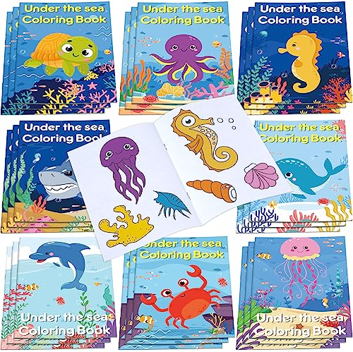 Faccito 24 Stück Meerestiere Mini Malbücher für Kinder Unterwasser Ausmalbücher Party Mitgebsel Ozean Fisch Meerjungfrau Kritzelbücher für Kinder Geburtstag Partytüten Geschenk Klassenzimmer