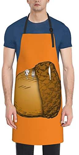 IUBBKI 84X70cm Cartoon Eichel Schürze Mit Taschen Wasserdicht Einstellbare Kochen Schürzen Lätzchen Schürze Damen Herren, Schwarz, Einheitsgröße, Schwarz, Einheitsgröße -, Siehe Abbildung,