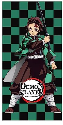 Demon Slayer Tanjiro 100% Baumwollhandtuch - Badetuch für Kinder - Ultraweiches & großes Handtuch für Jungen - Strandtücher für Kleinkinder zum Schwimmen, Duschen, Pool & mehr