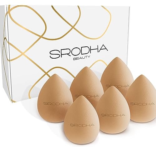 SRODHA Beauty Make Up Sponges Set | 6 Piece Pack | Liquid Makeup Blender Sponge Sets | For Blending Face Complexion Foundation Concealer Cream Products Powder (Teardrop Nude)