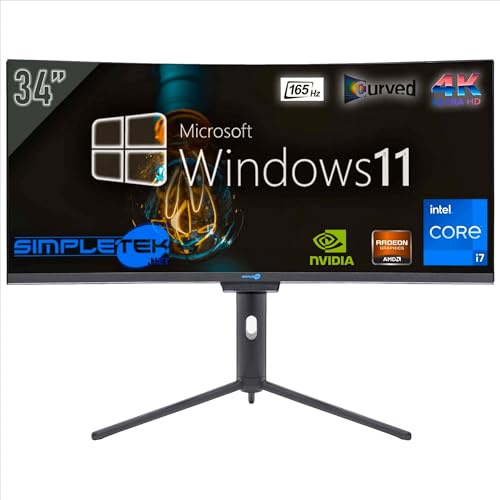 SIMPLETEK - PC ALL in ONE 34 4K Wide 165Hz Core i7 Windows 10 Nvidia GT730 4GB Dedicated | 8GB RAM SSD 240GB | Integrated Webcam 5MP Gaming Computer WiFi6