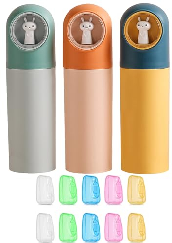 Suuwwn Zahnbürsten Etui Kinder,3 Stück Zahnbürste Reiseetui Portable Zahnbürstenhülle Mundspülbecher Reisebox Kreativer Reisezahnbürste Set Zahnputzbecher für Camping,Reisen, Wandern, Zuhause (A)