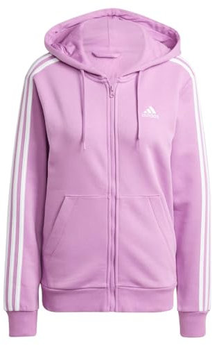 adidas, Felpa da donna Essentials 3 strisce, in pile, con zip lunga, XS