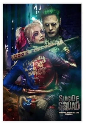 AmAzwi Dekoratives Leinwandposter Harley Quinn und Joker für Wohnzimmer, Schlafzimmer, Schlafzimmer, Dekoration, Sportlandschaft, Büro, Raumdekoration, Geschenk, ungerahmt: 20 x 30 cm