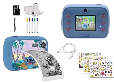 Lexibook, Disney Stitch, StarCAM Baskı, Anında yazıcılı kamera paketi, Fotoğraf ve video fonksiyonu, 32 GB SD kart ve fotoğraf kişiselleştirme kiti dahildir, mavi, DJ150D