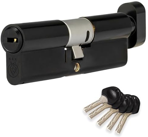 XFORT Colossus Matt Black 3 Star Kitemarked Thumb Turn Euro Cylinder Lock 45EX/45T (90mm), British Standard TS007 Anti-Snap Barrel Lock, Upvc Door Lock.