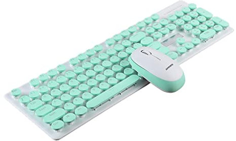Ronyme Cute Lovely 104 Keys 2,4 GHz N520 Punk Mechanical Keyboard Gaming Set Round Key Full-Size Power-Saving -, Pink/676 (Couleur : Preto) (Bleu)