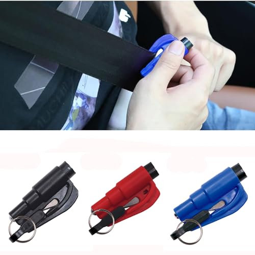 RUIENGCOMM 3 Pieces Car Window Breaker Emergency Keychain Car Escape Tool 2-in-1 Seatbelt Cutter and Window Breaker Seat Belt Cutter and Window Breaker for Land & Underwater Automotive Escape Tool
