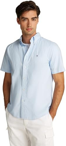 Tommy Hilfiger Men’s Short Sleeve Flex Poplin Solid Shirt, Blue (Sweet Blue), M