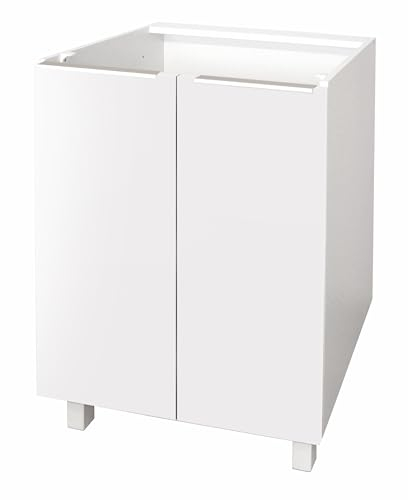 berlioz creations sas Küchenunterschrank, 2 Türen, 60 cm, Holz, weiß, sehr matt, 69 x 52 x 83 cm