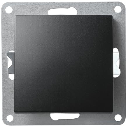 MC POWER Taster | FLAIR | 10A Tast Lichtschalter Unterputz 250V ein aus Tast-Schalter, Schraubklemmen Anschluss, matt Schwarz