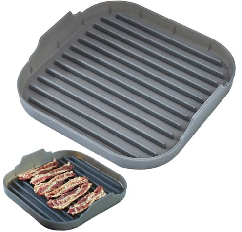 Mikrowellen-Speckkocher Speckkocher für Mikrowellenofen-Lebensmittel-Silikon-Mikrowellen-Speck-Tablett Nicht-Stick-Speckschale mit Grooves Spülmaschine Safer Easy Maker 9,8x9.8x2 Zoll Schwarz