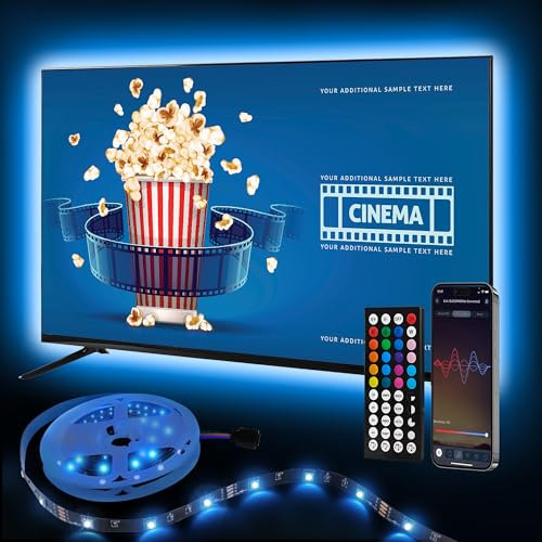 GuuYebe Luces Led TV para 43 55 65 75 Pulgadas ambilight television backlight tira LEDs Con aplicación Bluetooth Music Sync, control remoto mediante USB, color RGB 5 metro