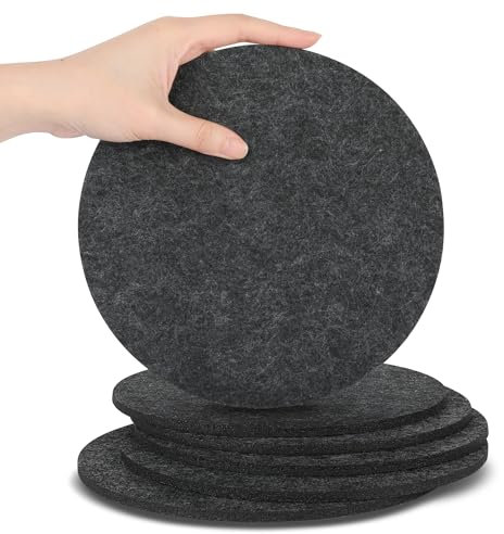 SOSMAR 6 Felt Coasters Plant Coaster Felt Mat for Pots/Glasses/Vases, Plant Pot Mat for Gardening, Indoor, Table Protector Table Mats 20cm/ Grey