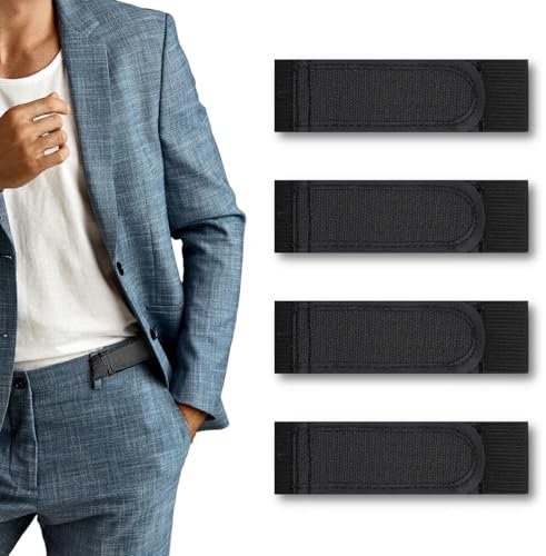 KEYRI 4 Stück Gürtel Ohne Schnalle für Herren, Verstellbarer Gürtel Herren Arbeit Gürtel Unisex Unsichtbar Elastischer Gürtel für Sport Reisen Schneller Pass Durch Die Flughafensicherheit (Schwarz, L)