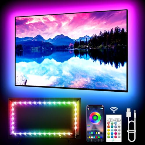 KANTUTOE TV LED Lights, 3m LED Lights for 32-45 Inch TV, RGB LED TV Backlights with Remote, Music Sync Bluetooth APP Control TV LED Strip Lights USB Powered for Bedroom