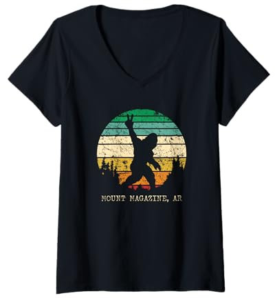 Womens Mount Magazine AR USA Sasquatch Peace Sign Bigfoot Design V-Neck T-Shirt