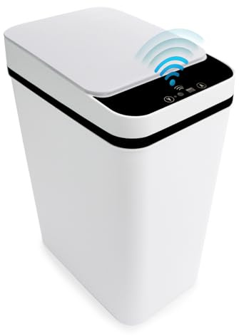 VicBre Weißer Mülleimer mit Sensor Badezimmer-Mülleimer 10L | Berührungslose öffnung,geruchsabdichtung,geräuscharmer verschluss,für schlafzimmer,wohnzimmer,büro,küchen