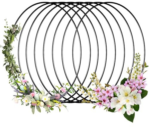 YFLeomry 8 Stück 15 cm Metallringe zum Basteln, Schwarz Metallring 15 cm, Dekoring zum Basteln Aufhängen Traumfänger DIY Floral Hoop Wandbehang Handwerk Floristik Hochzeitskranz