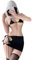 SNOMYRS Tiny Bikini Kawaii Cospaly Lingerie Triangle Micro Mini Bikinis Extreme String Bra Culotte Ensemble avec cache-maillot de bain Jupe Maillot de bain Noir, Noir , Taille unique
