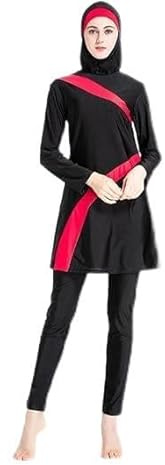 SUYUKU Muslimischer Badeanzug für Damen 3-teilige Muslimische Bademode Hijab Anzug Frauen islamischer Badeanzug Langarm Schwimmen Burkini Kostüm UV-Schutz Bademode Anzug S - 6XL