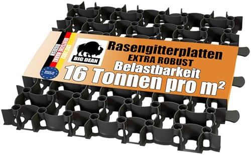 BigDean Rasengitter Kunststoff 50 Stück a 50 x 50 x 4 cm - 16 t/m² belastbar & befahrbar Paddockplatten in schwarz (12,5 m²)