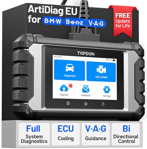 TOPDON ArtiDiag EU BBA Brand Car Diagnostic, Full-System Diagnosis for Mercedes-Benz, BMW, V.A.G ONLY, Bi-Directional Control Scanner, ECU Online Coding, All Maintenance Service, Lifetime Free Update