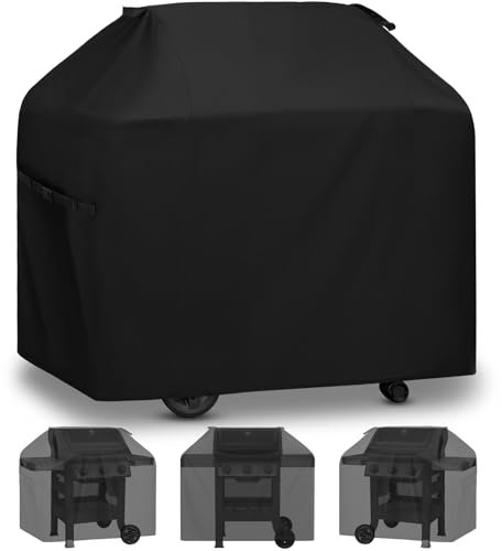 52 Zoll Grillabdeckung, passend für Weber Spirit 200 und 300 Serie Grills, wasserdichte langlebige Gasgrillabdeckung, UV-beständige Outdoor-Grillabdeckung mit verstellbarer Schnalle, Schwarz