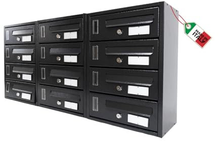 MOHOME Cassetta Postale Esterno Condominiale Antracite Componibile Modulare Orizzontale Ferro Pesante 12 Scompartimenti Dimensioni 90 x 17 x 42 cm Apertura Frontale Interno Doppia Chiave Sicurezza