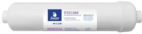 Filtro in Linea per Impianti ad Osmosi - Applicazione Acqua potabile-Domestico - Efficace per reintegrare i sali e i minerali - Tecnologia Carbone - 10 Pollici 1/4 filetto - (F2510M)