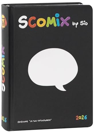 Comix Scottecs by Sio Skolkalender, 16 månader 2025–2026, skolkalender för barn och tonåringar med fast omslag, perfekt för grund- och mellanskola, 12 x 16,5 cm, svart