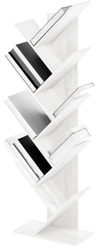 IlGruppone Liberia in Legno A Forma Ad Albero Scaffale 9 Ripiani Salvaspazio Verticale Camera Letto Soggiorno Studio Ufficio Libro Mensola A Colonna Porta Libri Stile Industrial Torre - Bianco