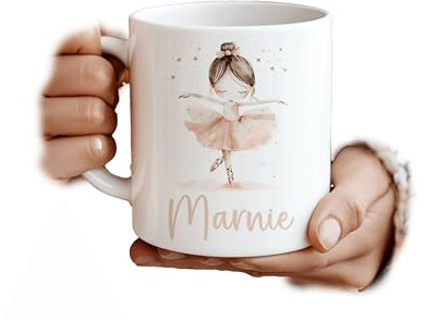 Star Pink Tutu Dancing Girl Ballerina Ballet Name Personalised Personalized Ceramic Coffee Mug 11oz Durham Tea Mug Gift Set Round Square Coaster Cup Handle Dishwasher Safe Custom Printed Design