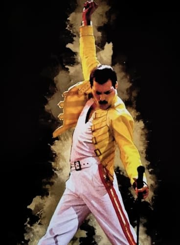 KUSTOM ART Dekoratives Wandposter Serie Sänger Freddie Prominente Mercury Live Druck auf beschichtetem Papier 40 x 30 cm ohne Rahmen