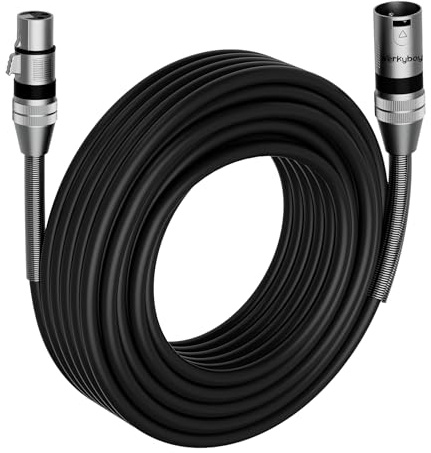 Werkybay 3-polig XLR Kabel 20m (1 Stück)，Stecker auf Buchse XLR Adapter, SR-Struktur Symmetrisch Mikrofonkabel für Mikrofon, Podcast, Bühne,Studio, Lautsprecher, Mixer, Verstärker usw.