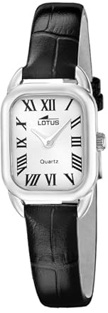Lotus Damenuhr Analog aus Leder Schwarz | Quarzwerk, Widerstandsfähiges Mineralglas, Wasserdicht 5 ATM 19040/1 -2GETHER, Silberfarbenes Zifferblatt
