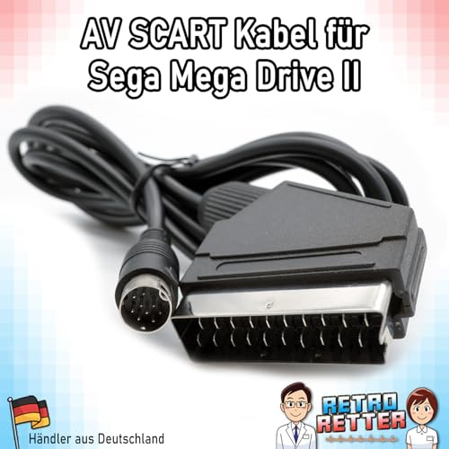 RetroRetter AV Scart Kabel für Sega Mega Drive II 2 MD2 TV AV Scart Audio Video Kabel Chinch Anschluss